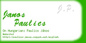 janos paulics business card